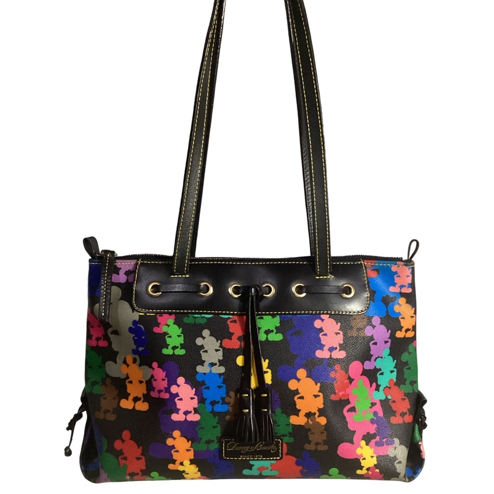 Dooney & Bourke Disney Wonder Mickey Mouse Silhouettes Large Tassel Tote Bag EUC